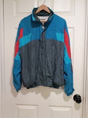 Vintage 90s Givenchy Activewear Nylon Windbreaker Jacket Mens Large Colorblock